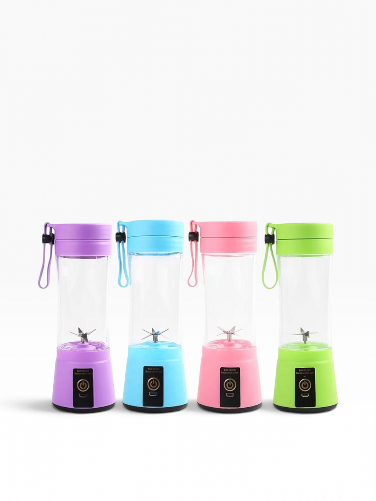 Mini batidoras portátiles El Rocío de 380 ml en colores morado, azul, rosa y verde con carga USB inalámbrica