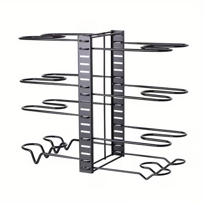 Organizador de ollas y sartenes El Rocío de 5 niveles en metal negro con diseño vertical desmontable para cocina