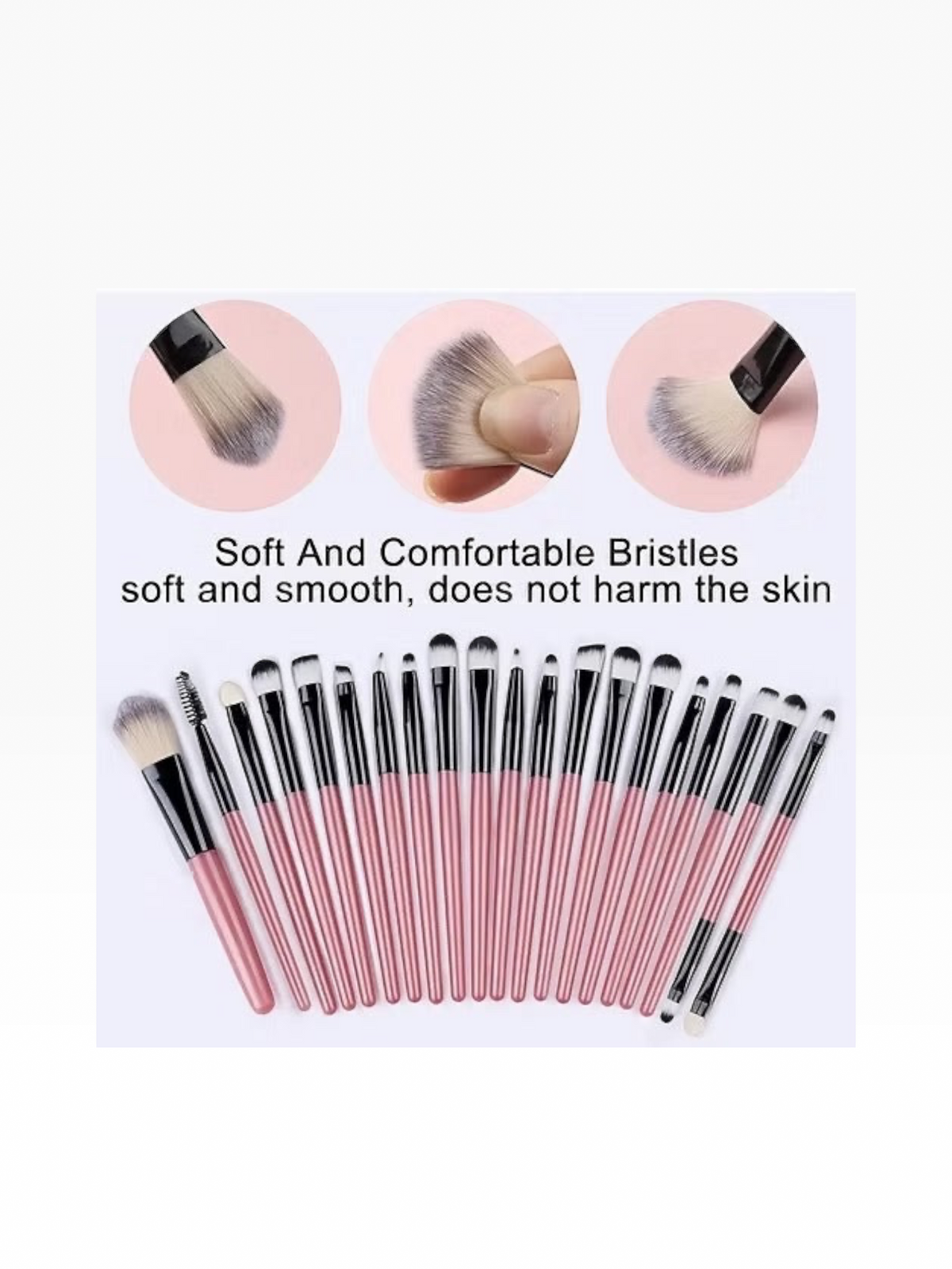 Set de brochas de maquillaje El Rocío con mangos rosados y cerdas suaves para una aplicación precisa y cómoda