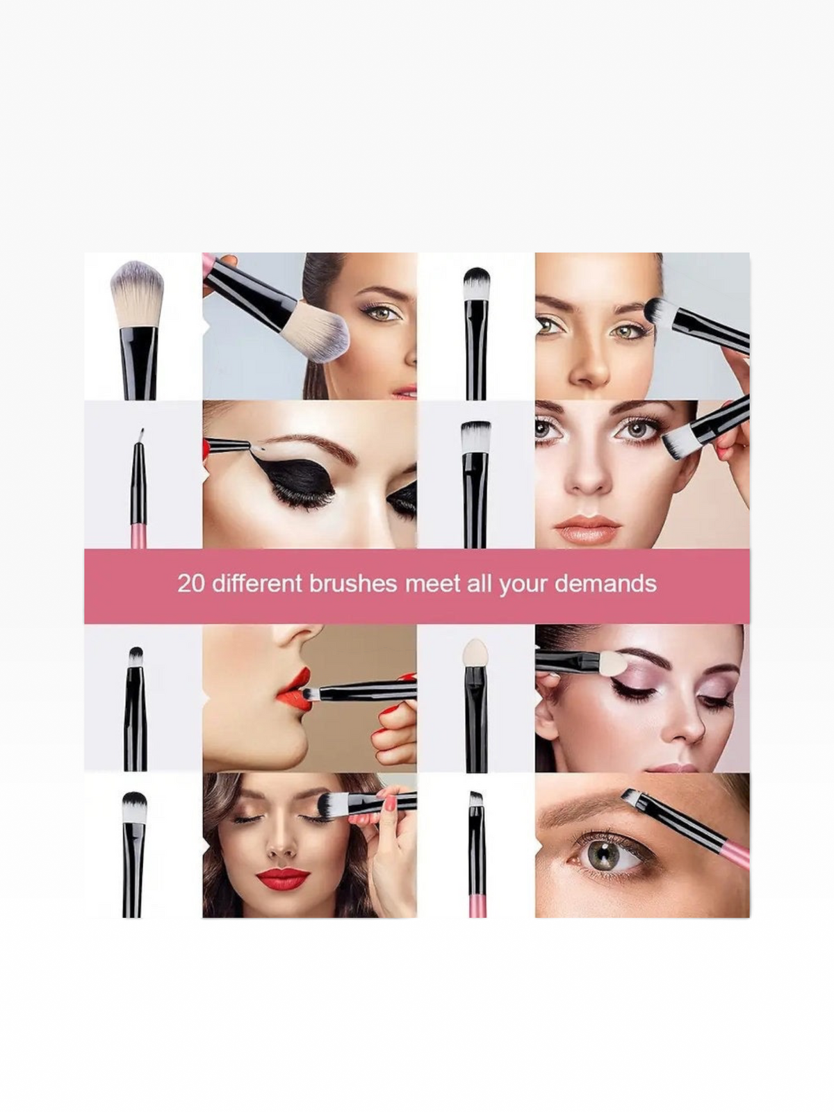 Set de 70 brochas de maquillaje El Rocío con mangos negros y rosados para aplicación precisa de cosméticos